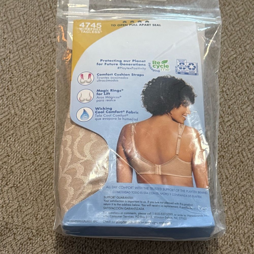 Playtex 18 Hour Ultimate Lift & Support 4745 Wirefree 44DD Nude Bra NWT - Picture 3 of 7